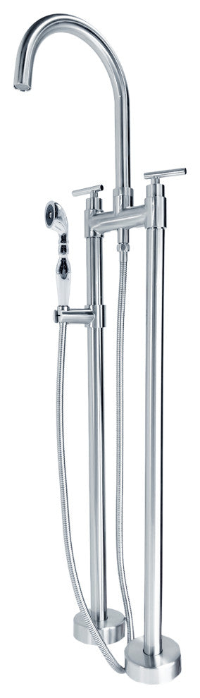 CastelloUSA Saturn Double Handle Clawfoot Tub Filler Faucet, Brushed Nickel, Breeze Handle