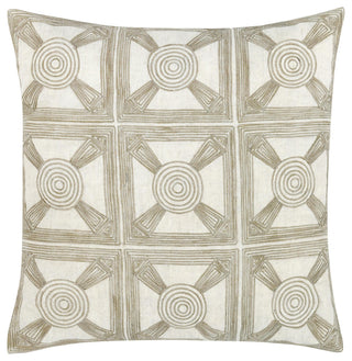 Baia Embroidered Belgian Linen Throw Pillow, 20x20