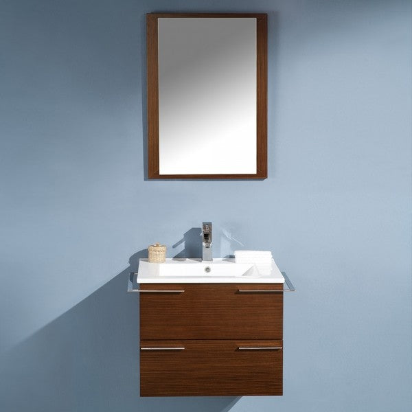 Fresca Cielo 24" Wenge Brown Modern Bathroom Vanity With Mirror