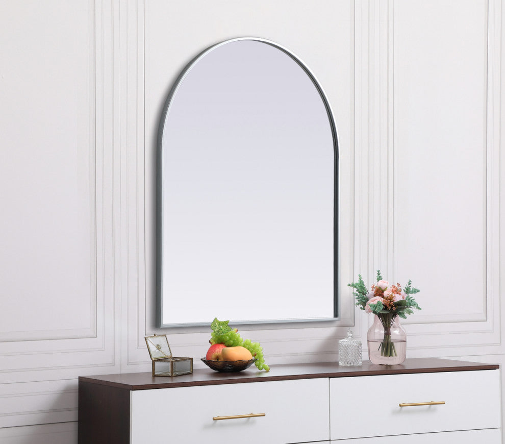 Elegant Decor Metal Frame Arch Mirror 30X36" in Silver