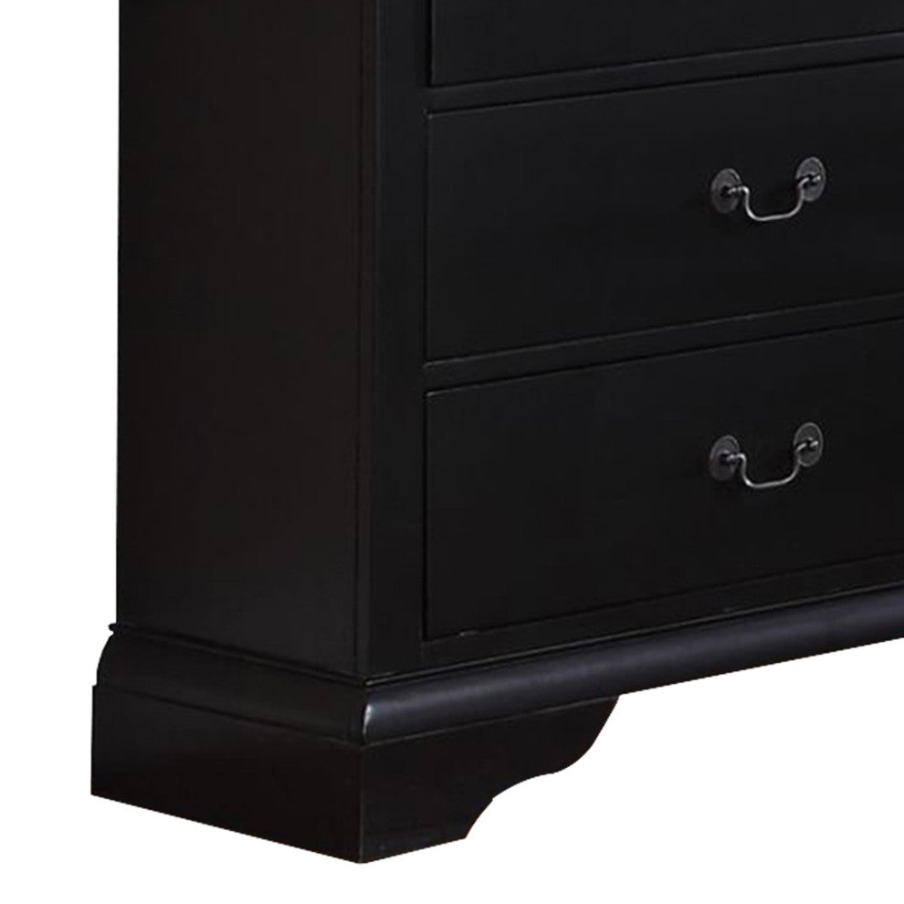 Benzara BM171579 Pine Wood 6 Drawer Dresser, Black