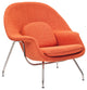 Modern Contemporary Living Room Lounge Chair and Ottoman, Orange Tweed