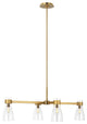 Moritz Four Light Linear Chandelier, Burnished Brass