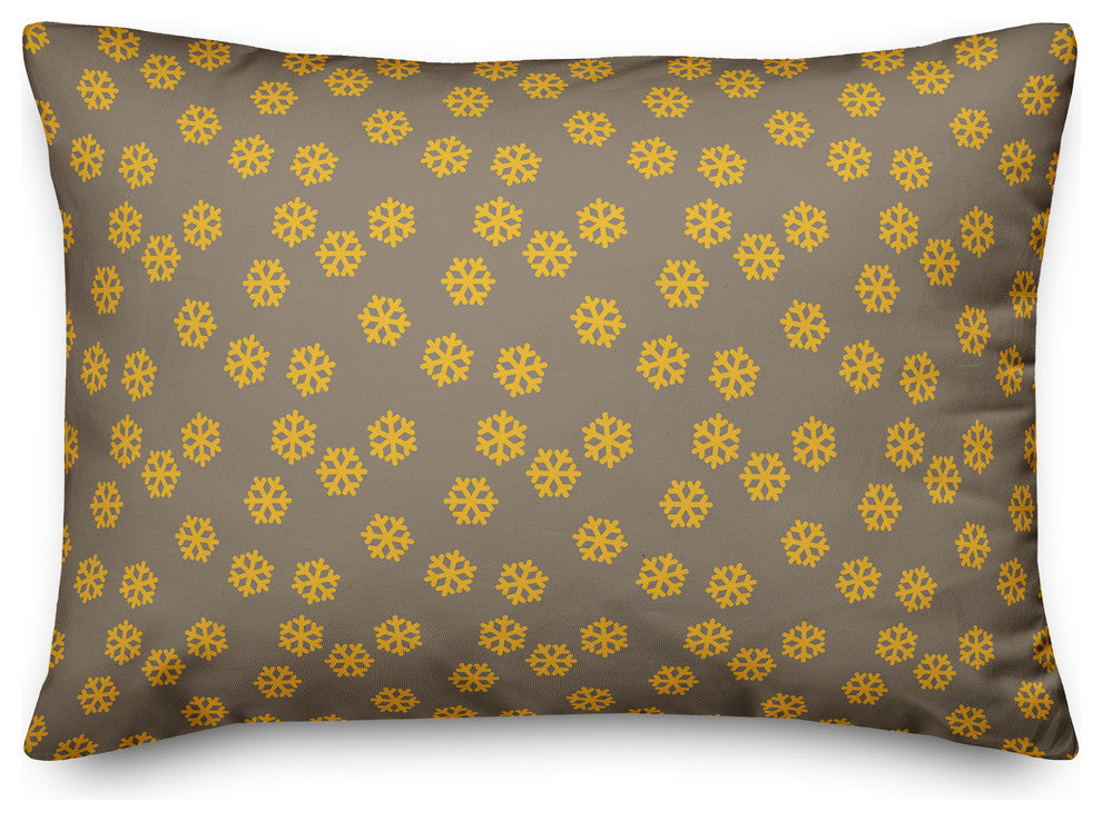 Yellow Snowflakes Pattern Throw Pillow