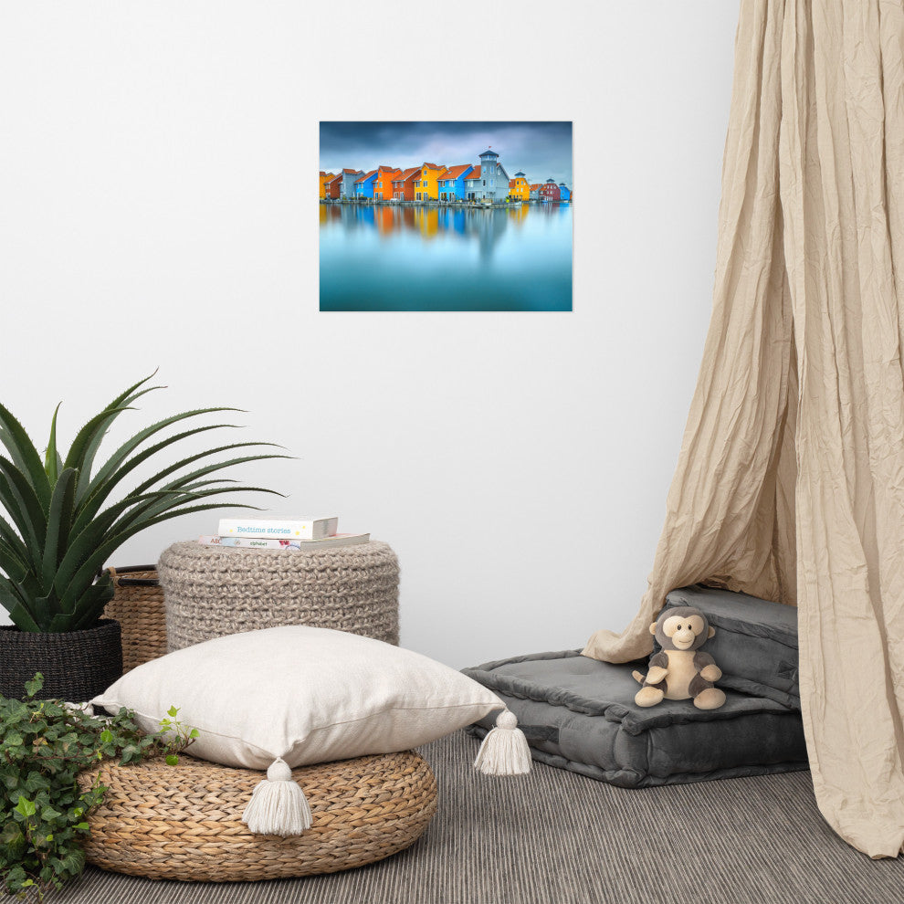 Blue Morning at Waters Edge Groningen Netherlands Wall Art Prints, 18" X 24"