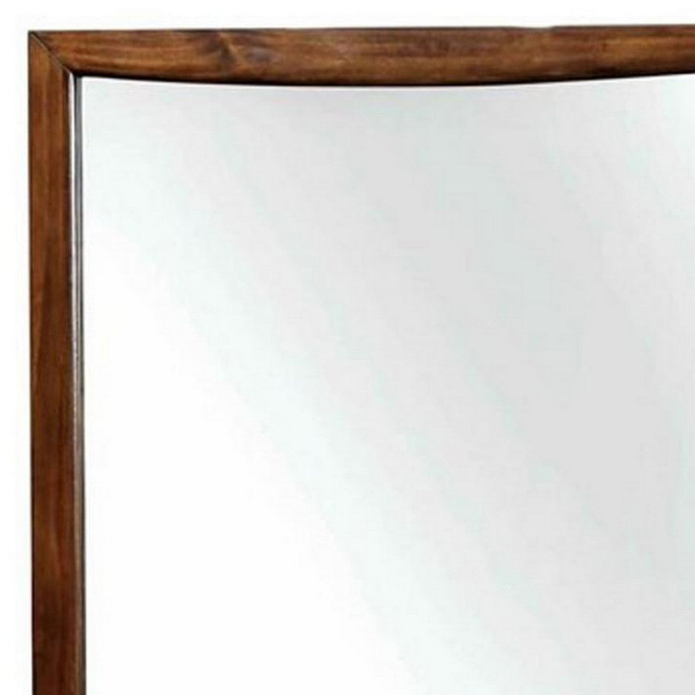 Benzara BM263071 Mirror With Rectangular Wooden Frame, Cherry Brown