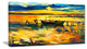 "Boat and Pier in Yellow Shade" Canvas Print