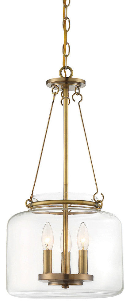 Akron 3-Light Pendant, Warm Brass