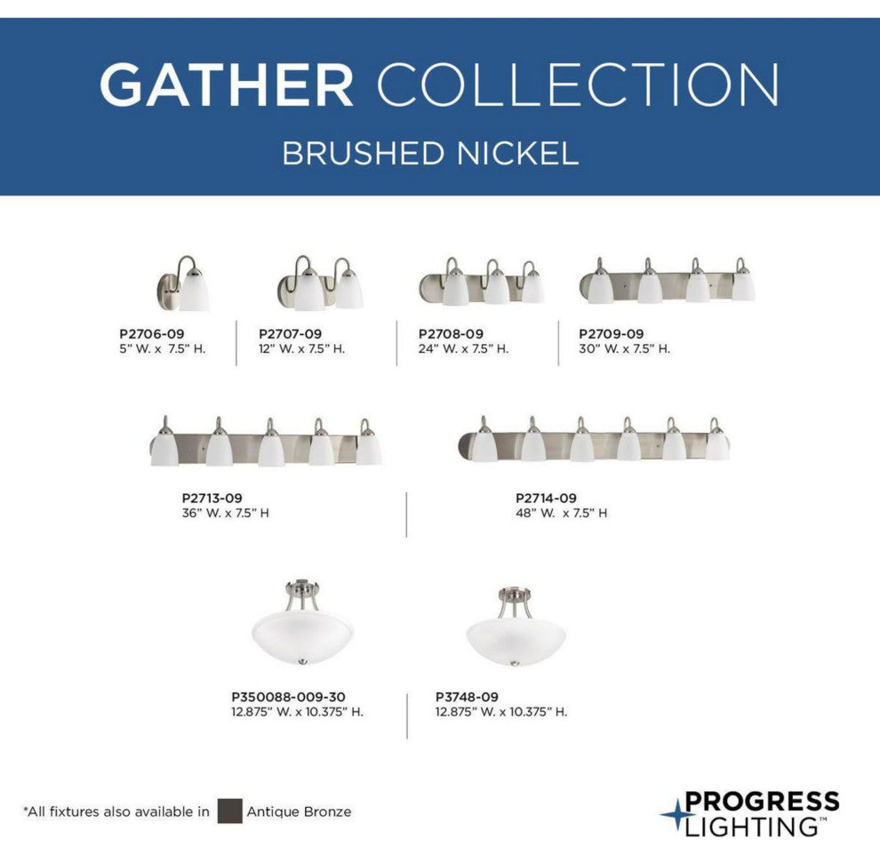2-Light Foyer, Brushed Nickel
