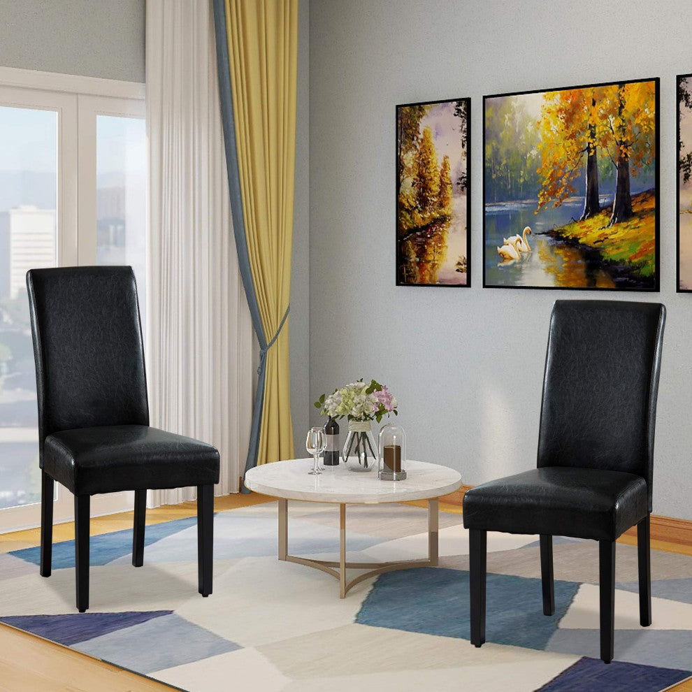 Rochefort Synthetic Leather Armless Set of 2-Pieces Dining Room Accent Chair, Bl