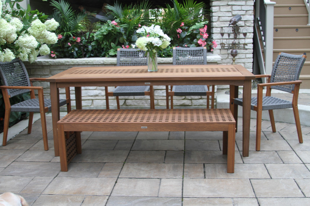 6-Piece Checkerboard Dining Set With Rope Chairs