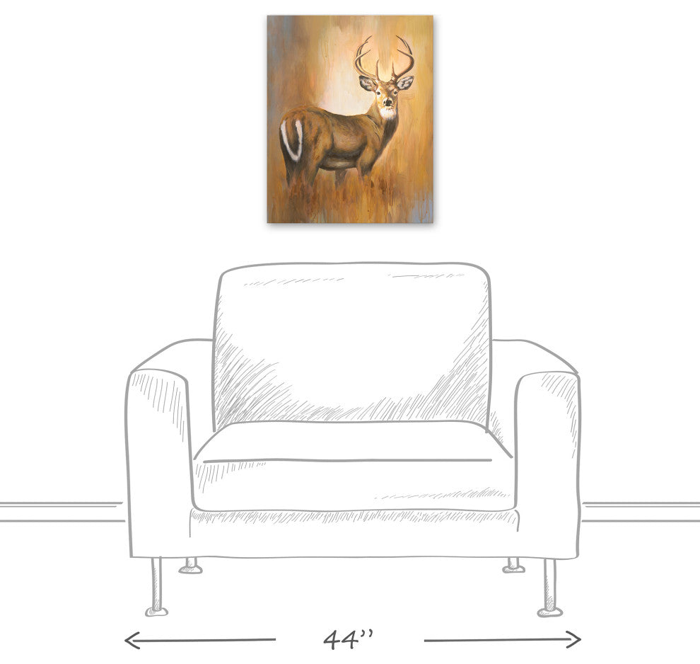 Painted Brown Buck 16x20 Canvas Wall Art