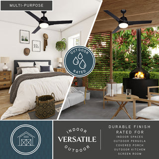 Crescent 52" Ceiling Fan Black