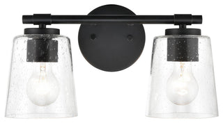 2-Light 15" Matte Black Bathroom Vanity Light