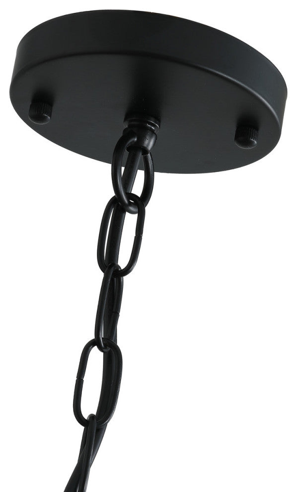 5-Light Chandelier Candle Style Island Pendant Lights with Glass Shades, Black