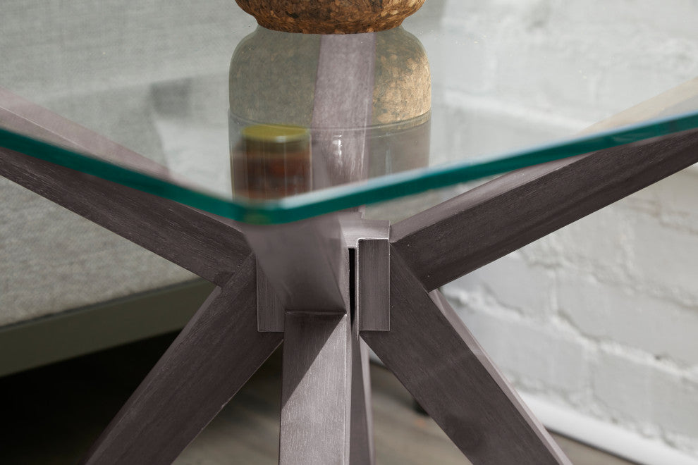 Mid-Century Modern Glass End Table, Gray