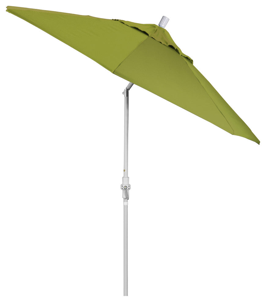 9' Matted White Collar Tilt Crank Aluminum Umbrella, Ginkgo Pacifica