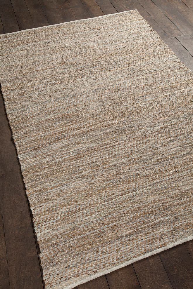 Tenola Handwoven Contemporary Rug, Beige, Rectangular 9''x13''