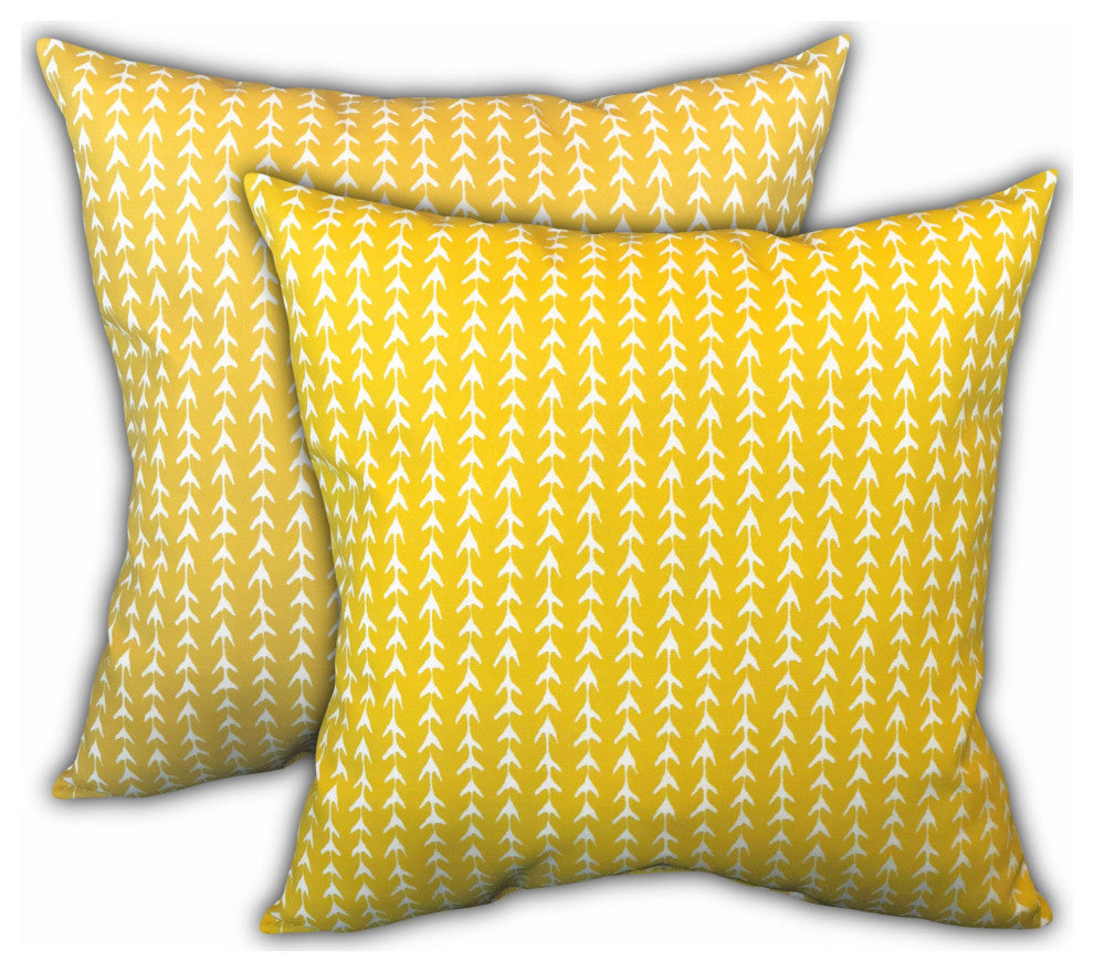 3-Piece Set Yellow Fish Art Indoor Outdoor Zippered Pillows