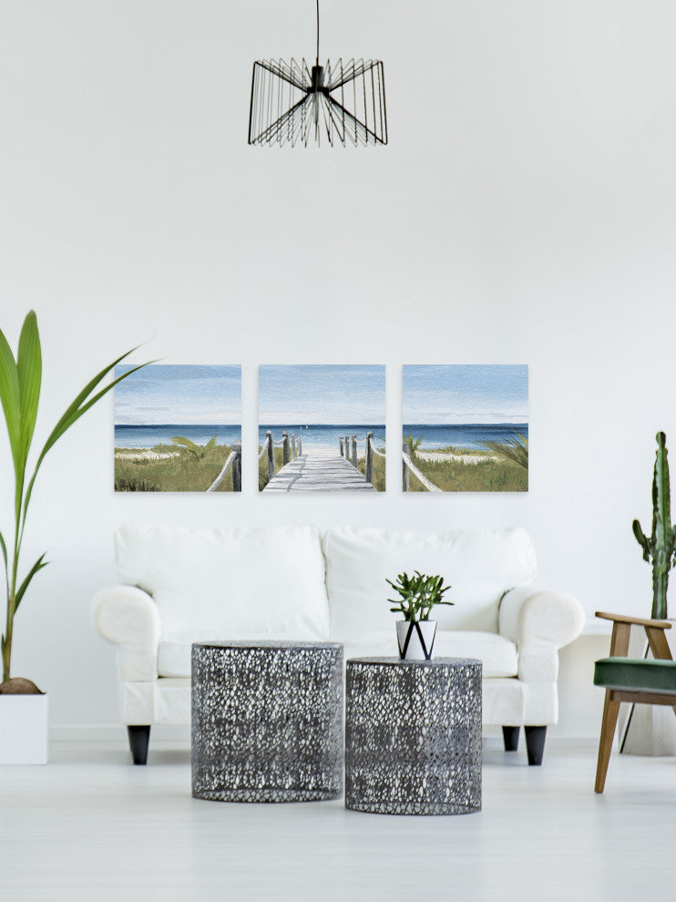 Sweeping Ocean View Triptych, Set of 3, 12x12 Panels