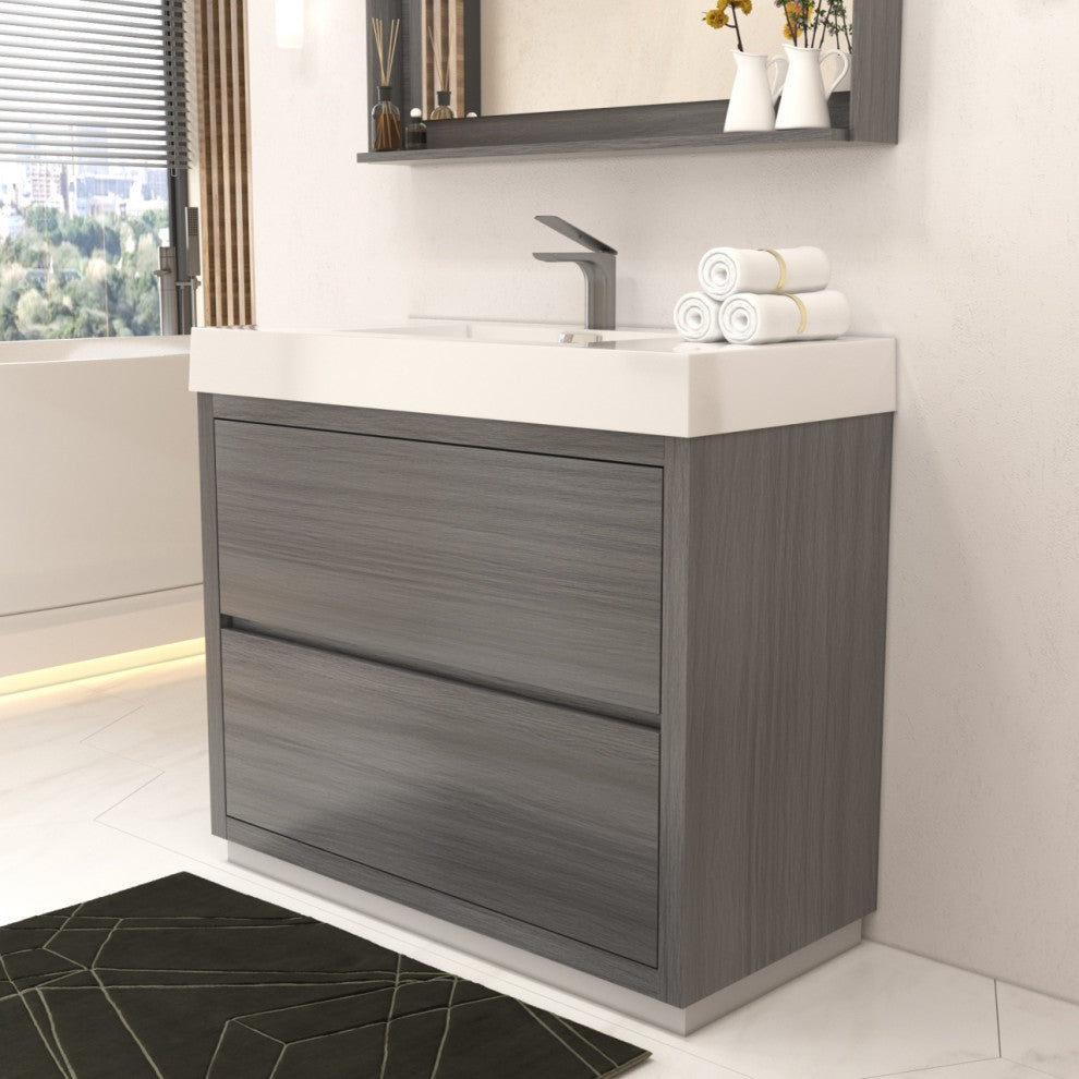 Bliss 40" Free Standing Bathroom Vanity, Vulcan Ash Gray