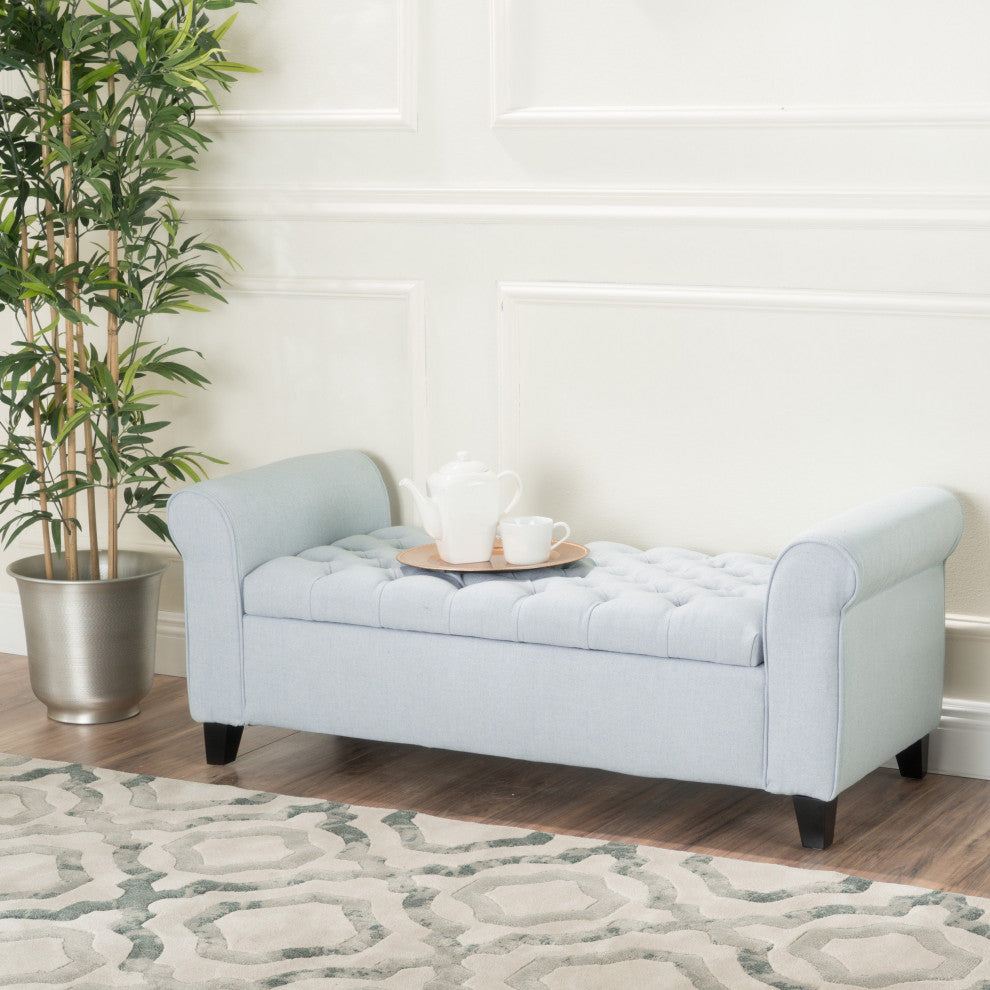 GDF Studio Keiko Contemporary Rolled Arm Fabric Storage Ottoman Bench