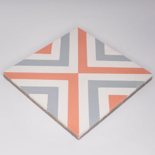 8"x8" Mazagan Handmade Cement Tile, Orange/Grey, Set of 12