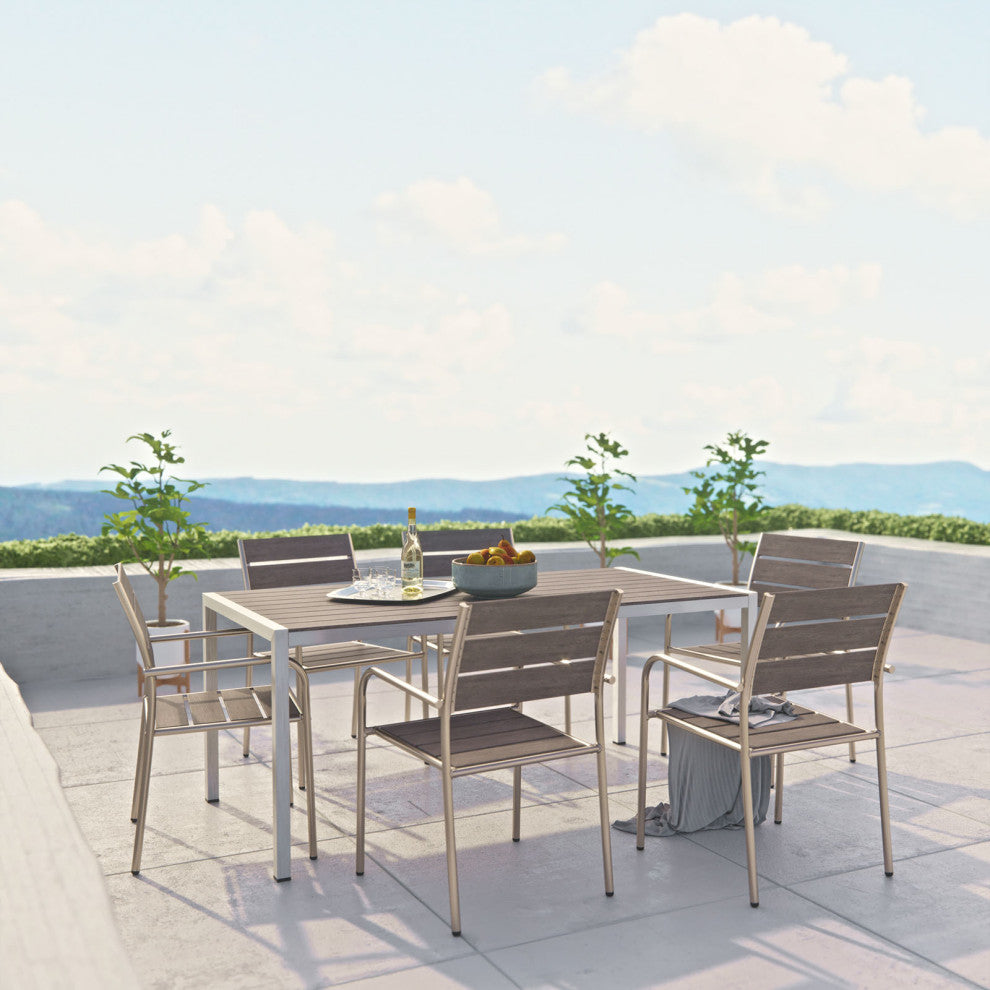 Shore 7-Piece Outdoor Patio Aluminum Dining Set