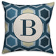 B Blue Hexagon Monogram Spun Poly Pillow, 18x18