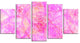 Rose Fractal Dramatic Clouds, Contemporary Canvas Art Print, 60"x32", 5 Panels