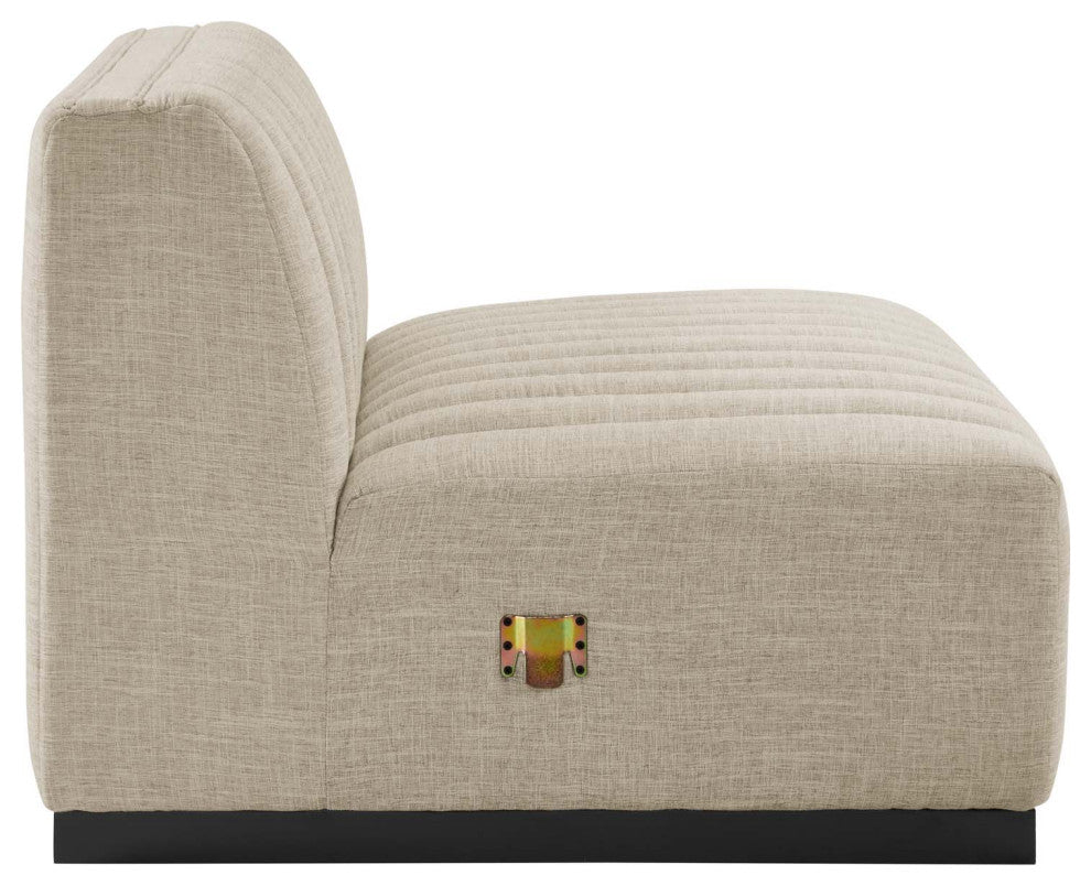 Conjure Channel Tufted Upholstered 4-Piece Sofa, Black Beige