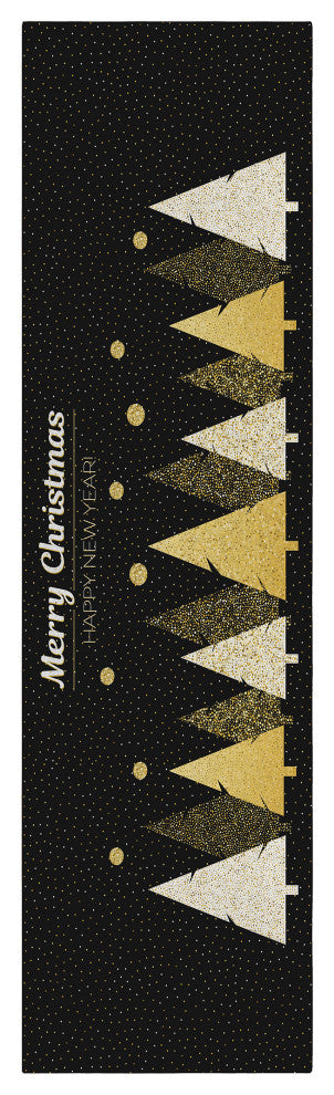 Indoor/Outdoor Wonderland WN11 Black Machine Washable 2'3" x 7'6" Runner Rug