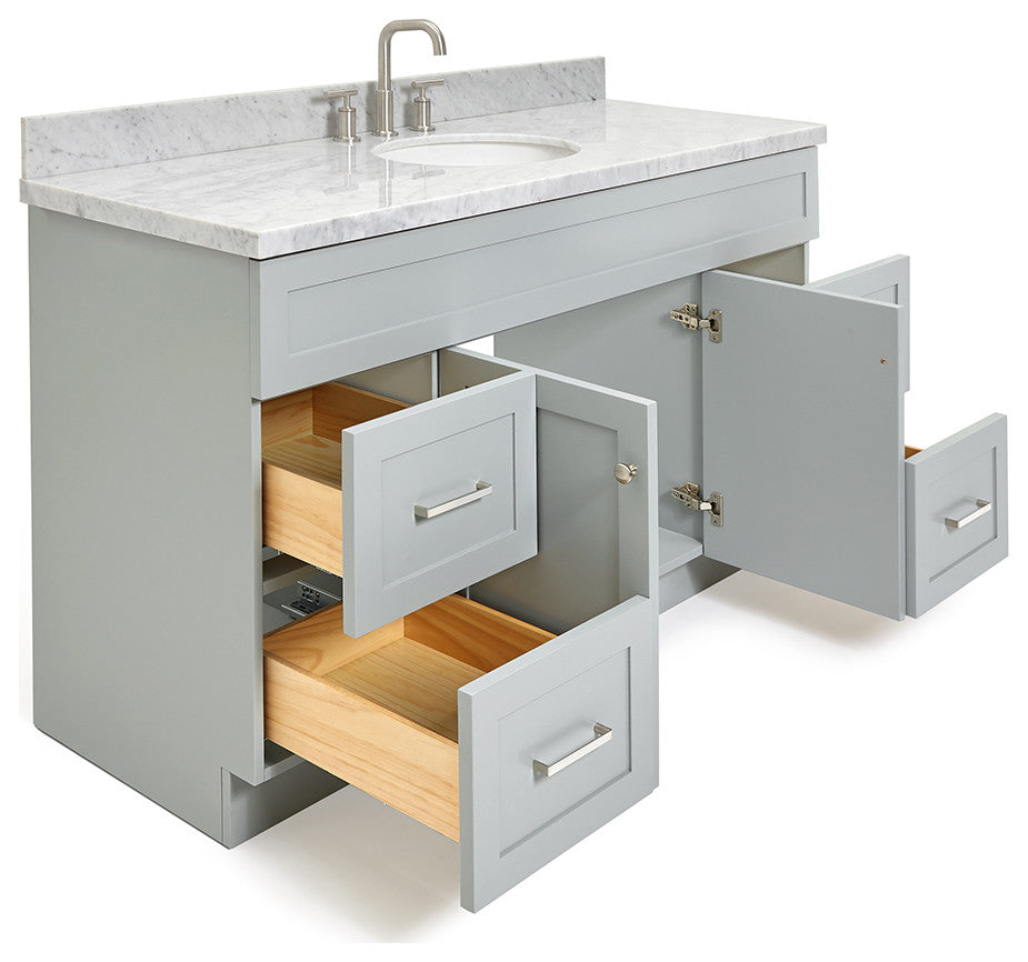 Ariel Hamlet 61" Oval Sink Bath Vanity, 1.5" Carrara Marble