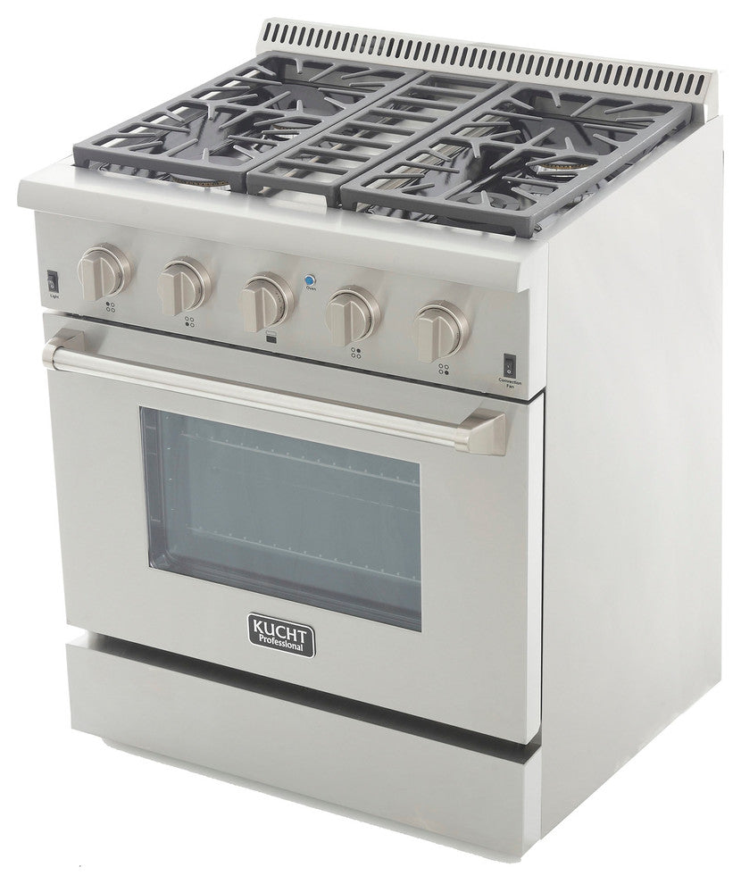 KUCHT Pro Style 30" Dual-Fuel Range, Classic Silver, Natural Gas