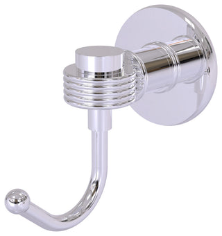 Continental Robe Hook With Groovy Accents, Polished Chrome