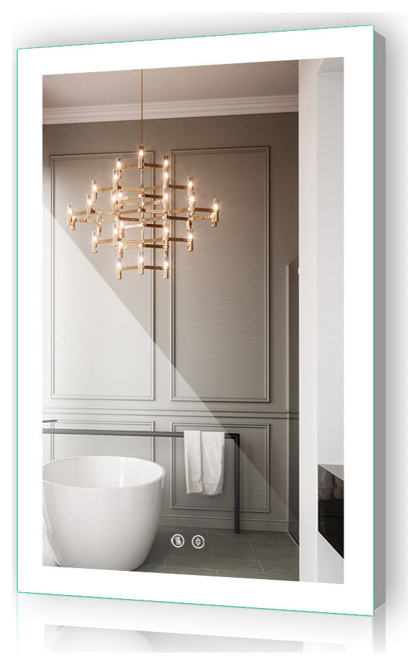 Vanity LED Lighted Backlit Wall Mounted Bathroom Mirror, 24x36", 2 Buttons