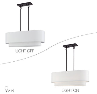 Manorwood 3-Light Bronze Medium Linear Chandelier with Hand Crafted Shades