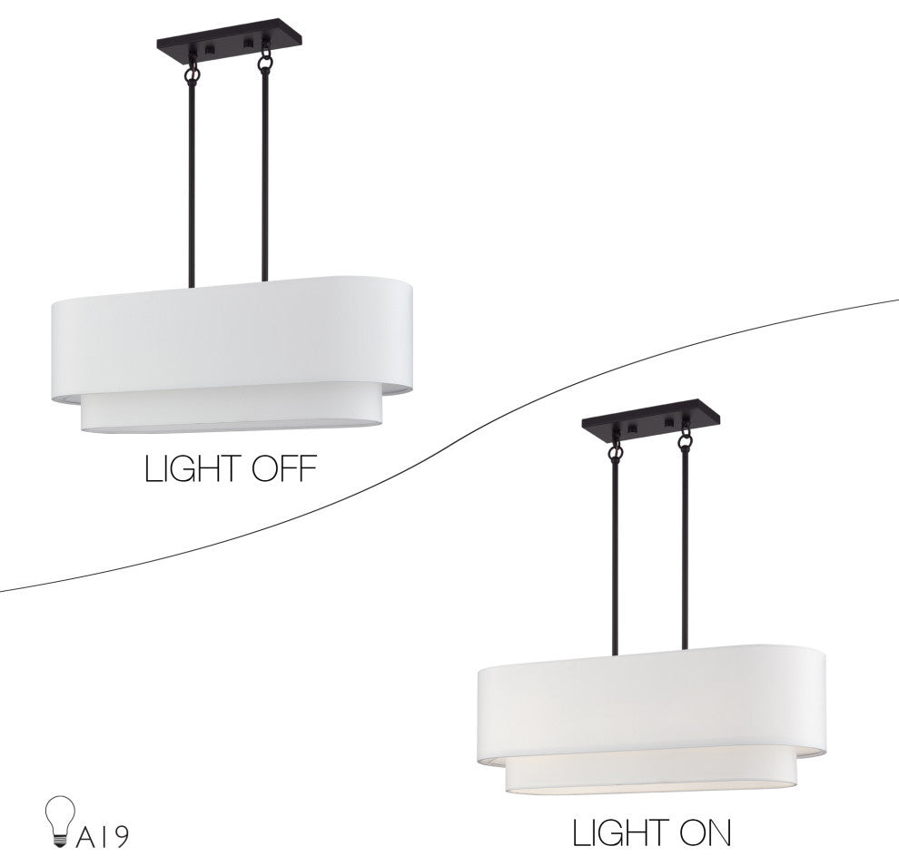 Manorwood 3-Light Bronze Medium Linear Chandelier with Hand Crafted Shades