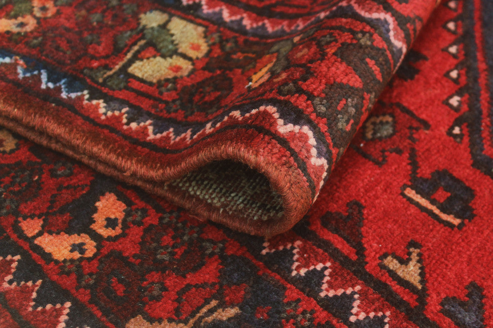 Fine Vintage Distressed Hayley Rust/Navy Runner, 3'7x9'7
