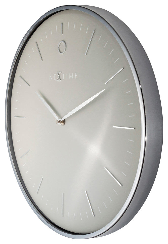 Glamour Metal Dome Wall Clock, Grey/Silver