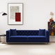 Lewis Mid-Century Modern Luxury Tufted Velvet Sofa, Dark Blue