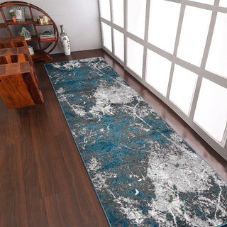 MACHINE MADE HEATSET POLYPROPYLENE AREA RUGS -Silver Ivory Color,Abstract Design, [Runner] 3'2''x10'