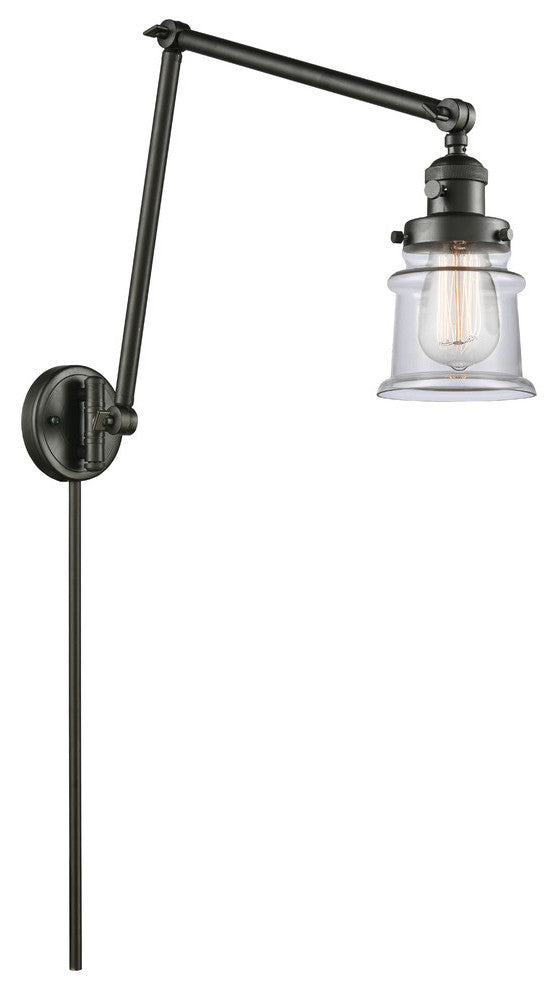 Small Canton 1-Light Swing Arm, Oil Rubbed Bronze, Clear