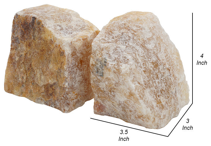 Benzara BM285586 4" Quartz Geode Bookend Naturally Textured Shape, Brown/Beige