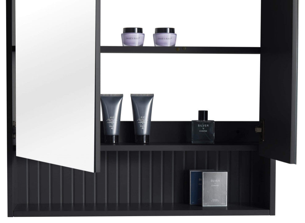 Venezian 18" Medicine Cabinet, Black, 28"