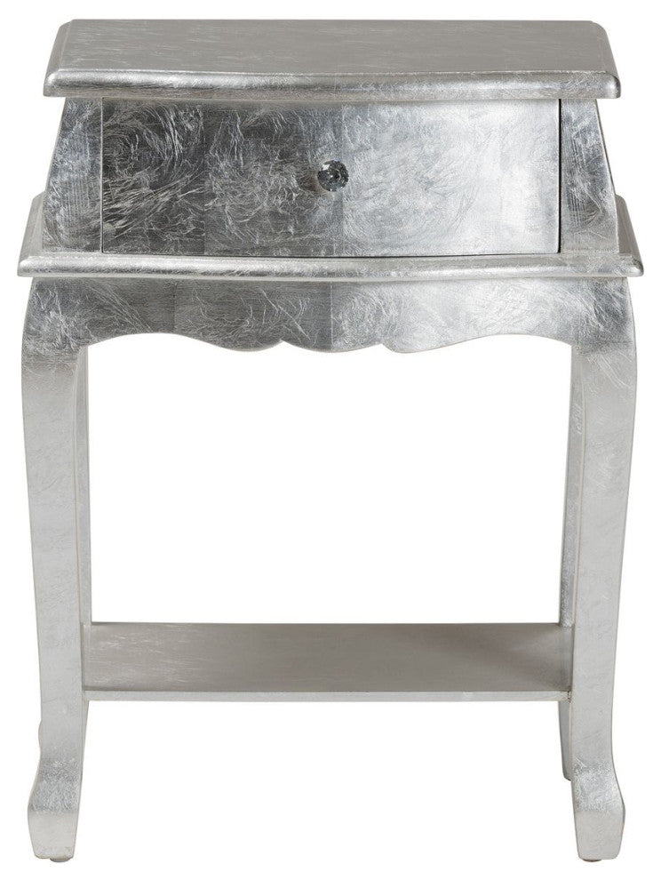Harriet Classic and Traditional Silver Finished Wood 1-Drawer Nightstand