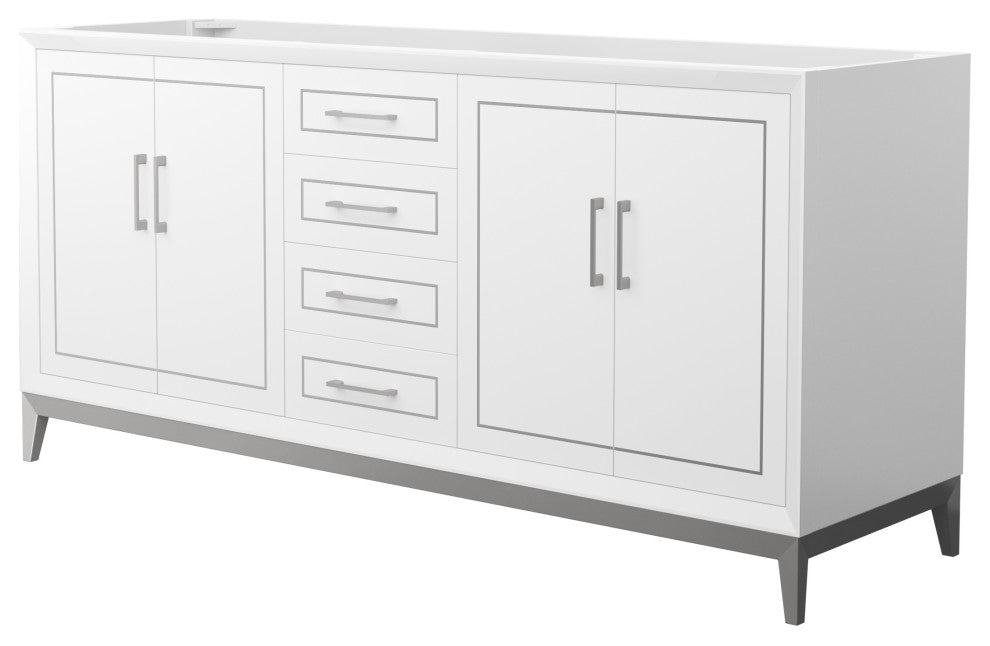 Marlena 72" Double Vanity, No Top, No Sink, Nickel Trim