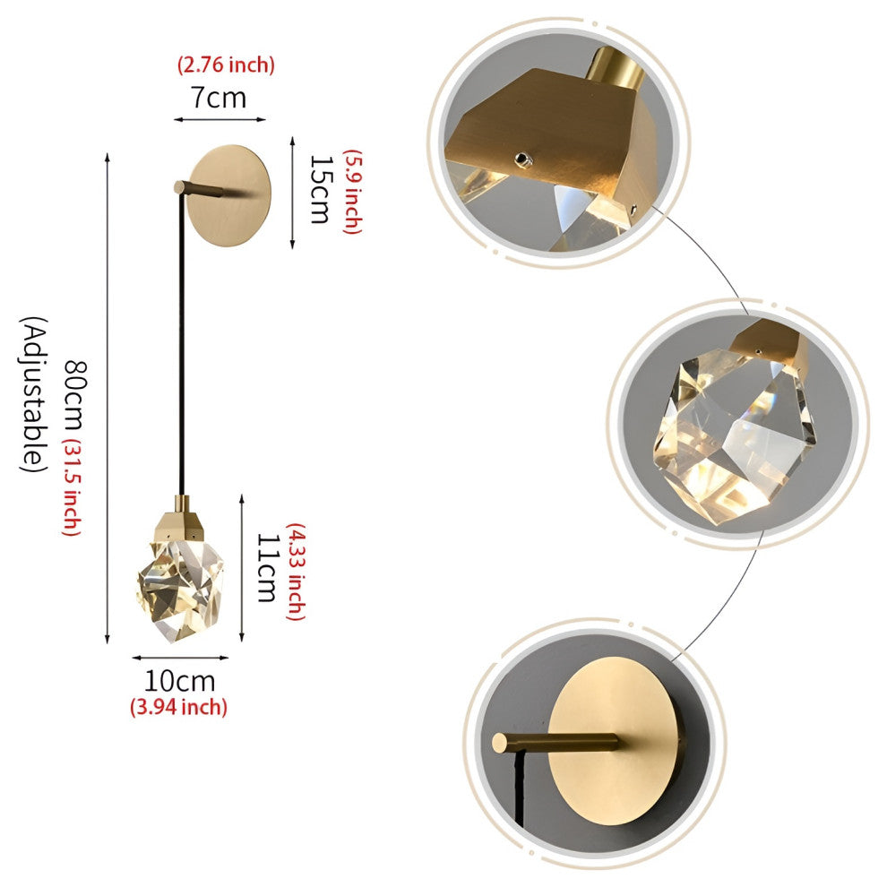 Getafe | Diamond Design Crystal Led Wall Sconce, B, Warm White