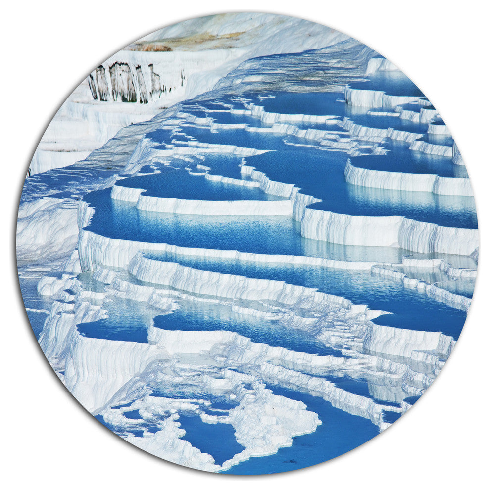 Pamukkale Pools In Turkey, Landscape Disc Metal Artwork, 36"