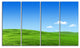 Calm Green Meadow, Landscape Canvas Art Print, 48"x28", 4 Panels